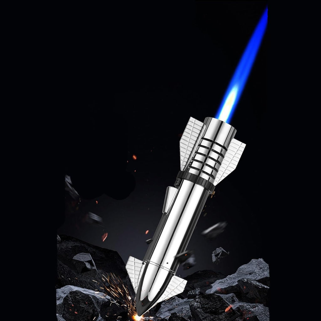 Galactic Blaze: Rocket-Themed Refillable Jet Flame Lighter