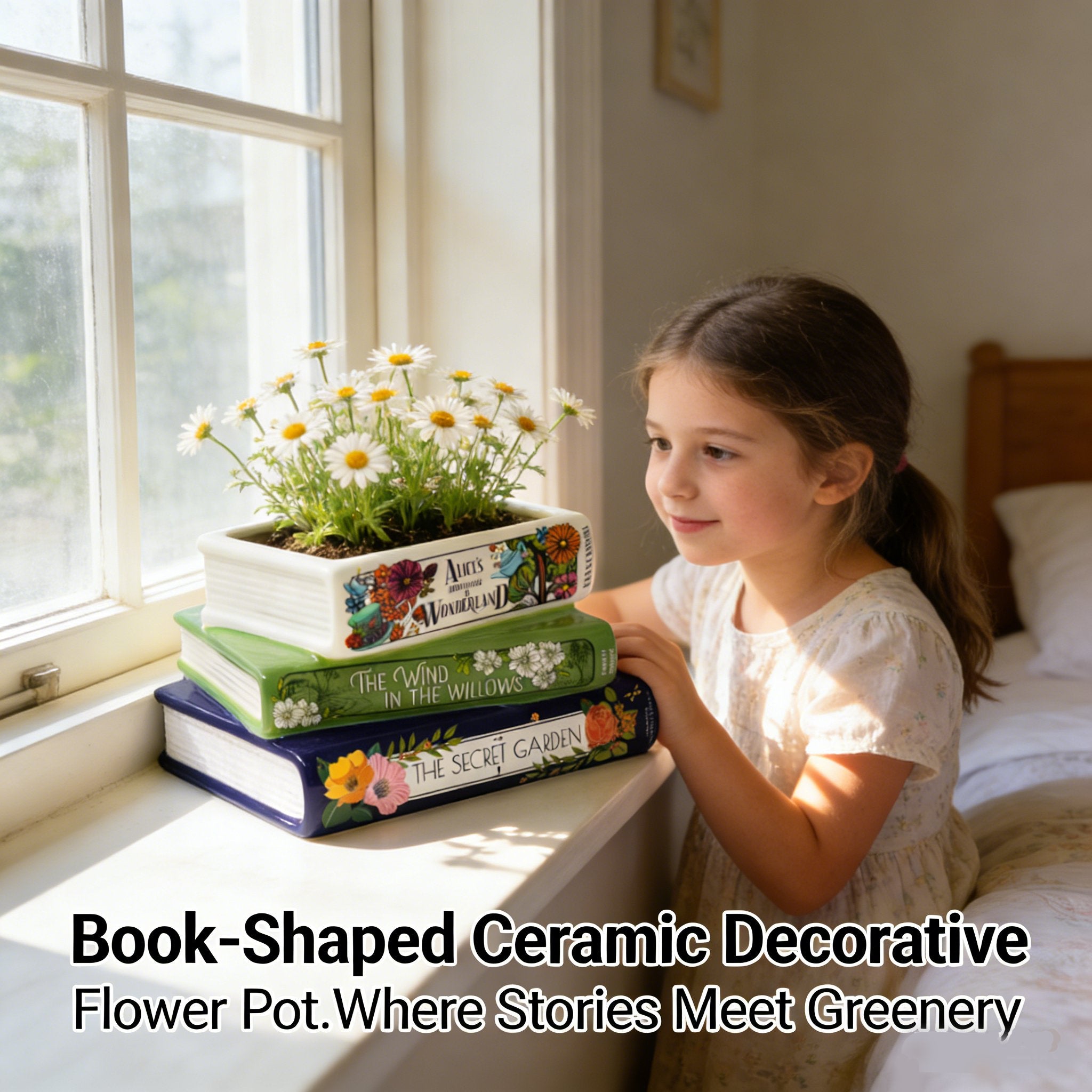 Book-Shaped Ceramic Decorative Flower Pot📚🌿