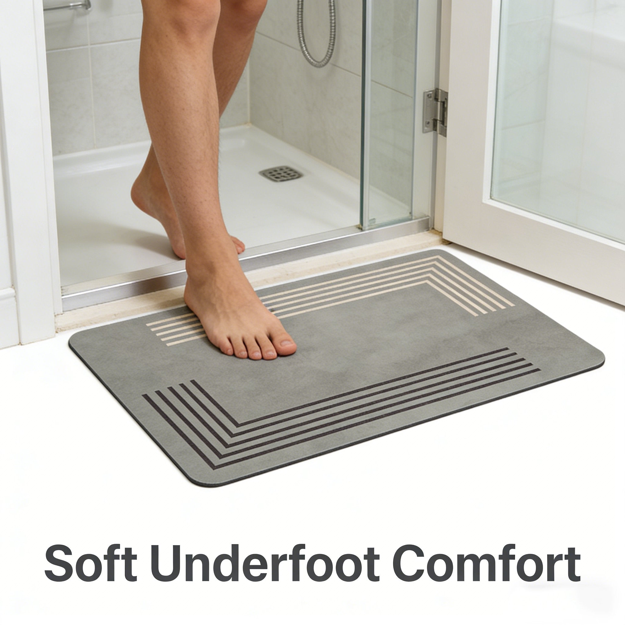 Diatomaceous Earth Shower Mat, Super Absorbent Non Slip Bath Mats, Quick Dry Bath Rug Shower Mat, Shower Rug for in Front of Bathtub Shower, Easy Care