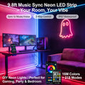 🌈9.8ft RGBICW Neon LED Strip Lights – Music Sync & App-Controlled Ambient Lighting