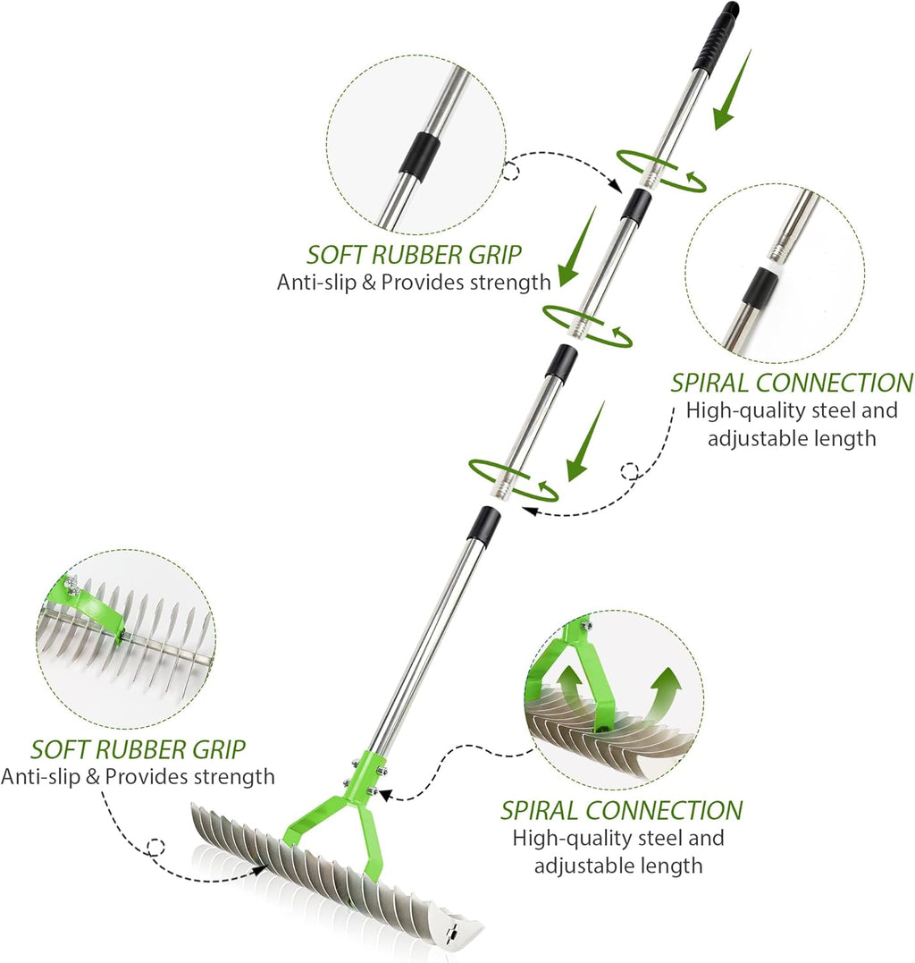 wide metal weed rake