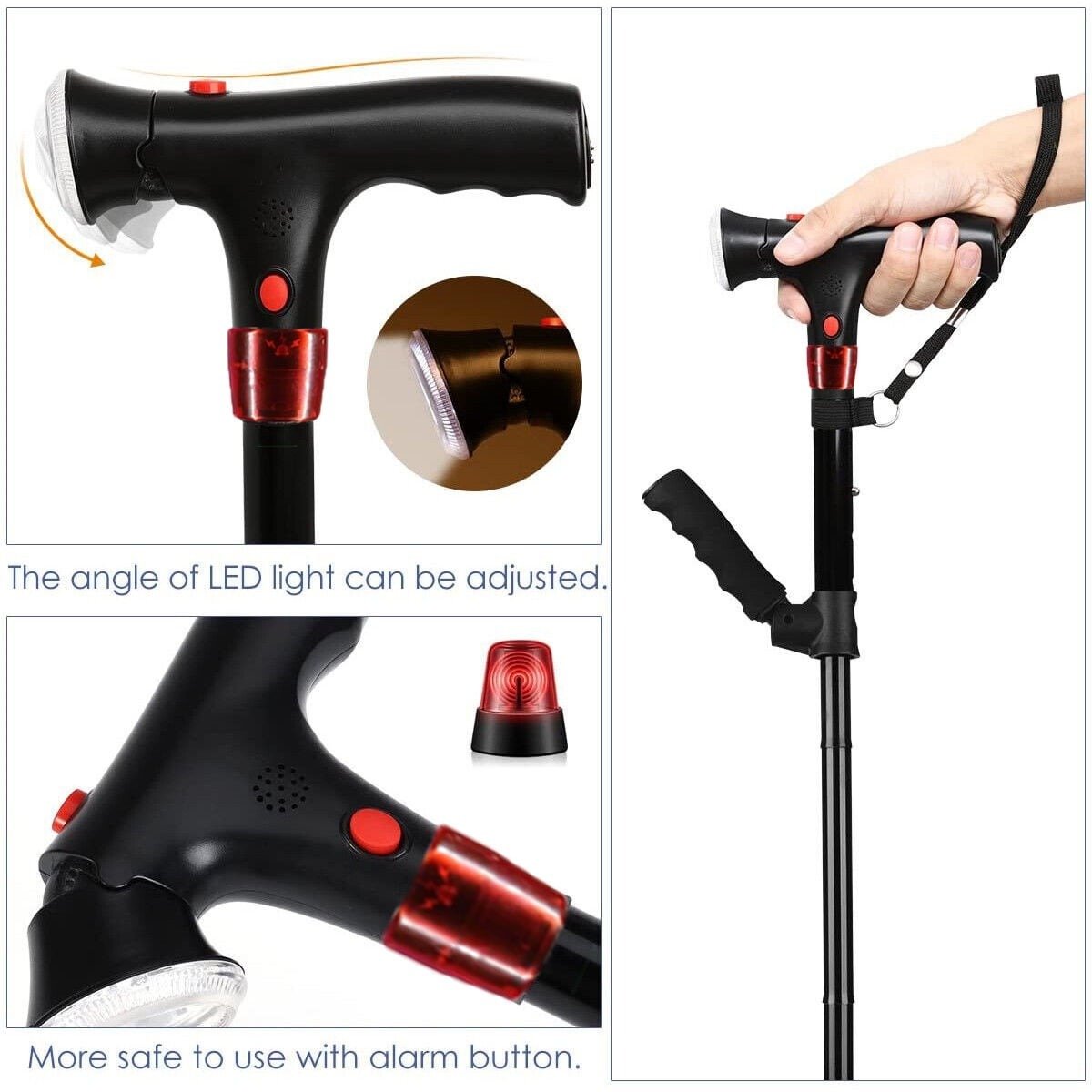 🔥HOT SALE- 49% OFF🎁 LED With alarm Walking Collapsible Telescopic Cane