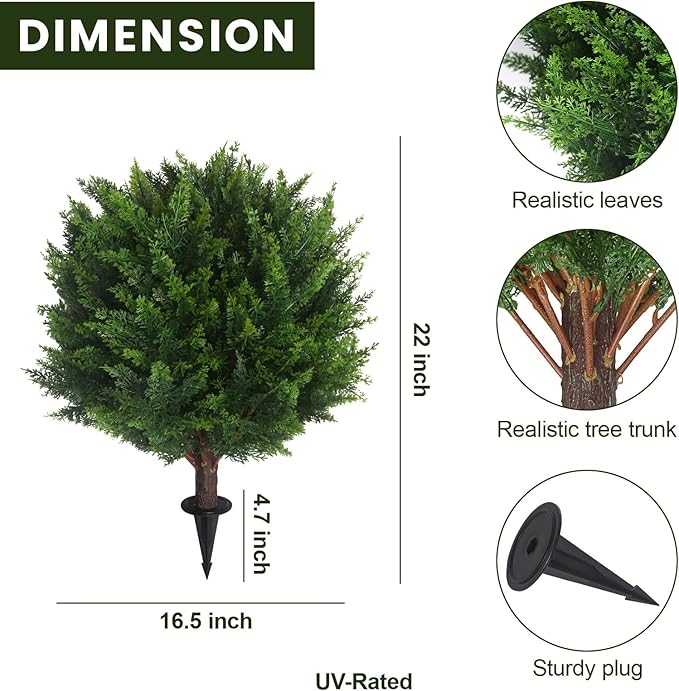 20" Artificial Cedar Topiary Ball Tree