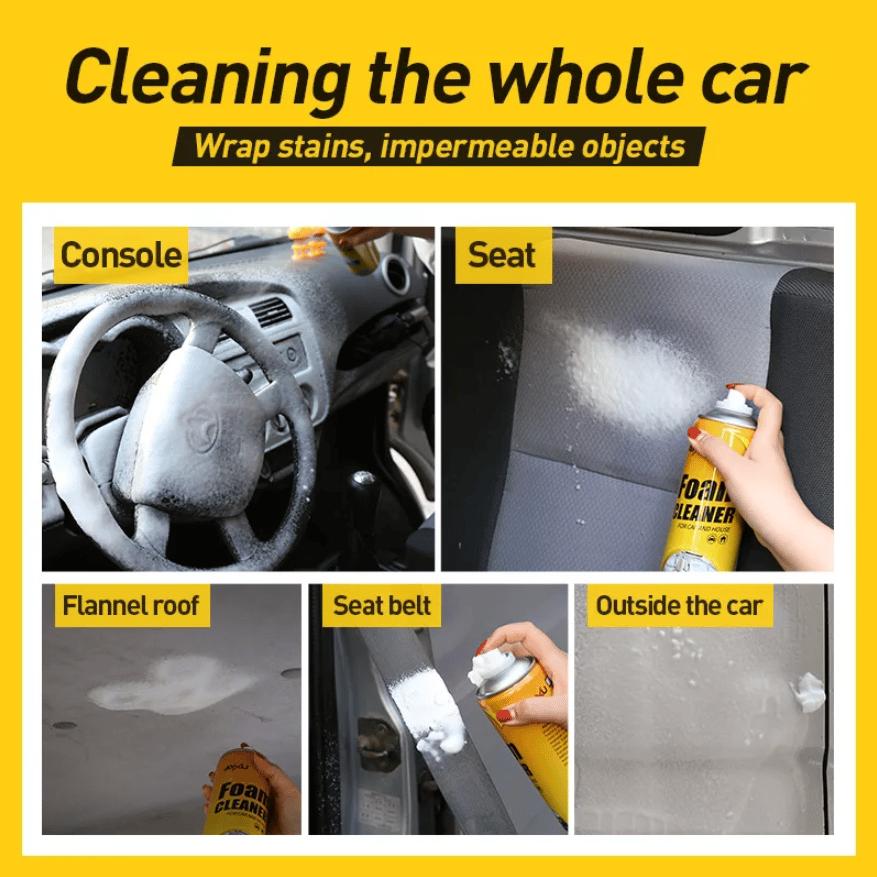 Foam Cleaner Spray for Car Interior & Household Stains | Effective Stain Removal for Seats, Carpets & Upholstery | Easy-to-Use Cleaning Solution