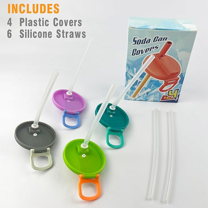 Silicone Straw Can Drink Lid, BPA Free, Reusable