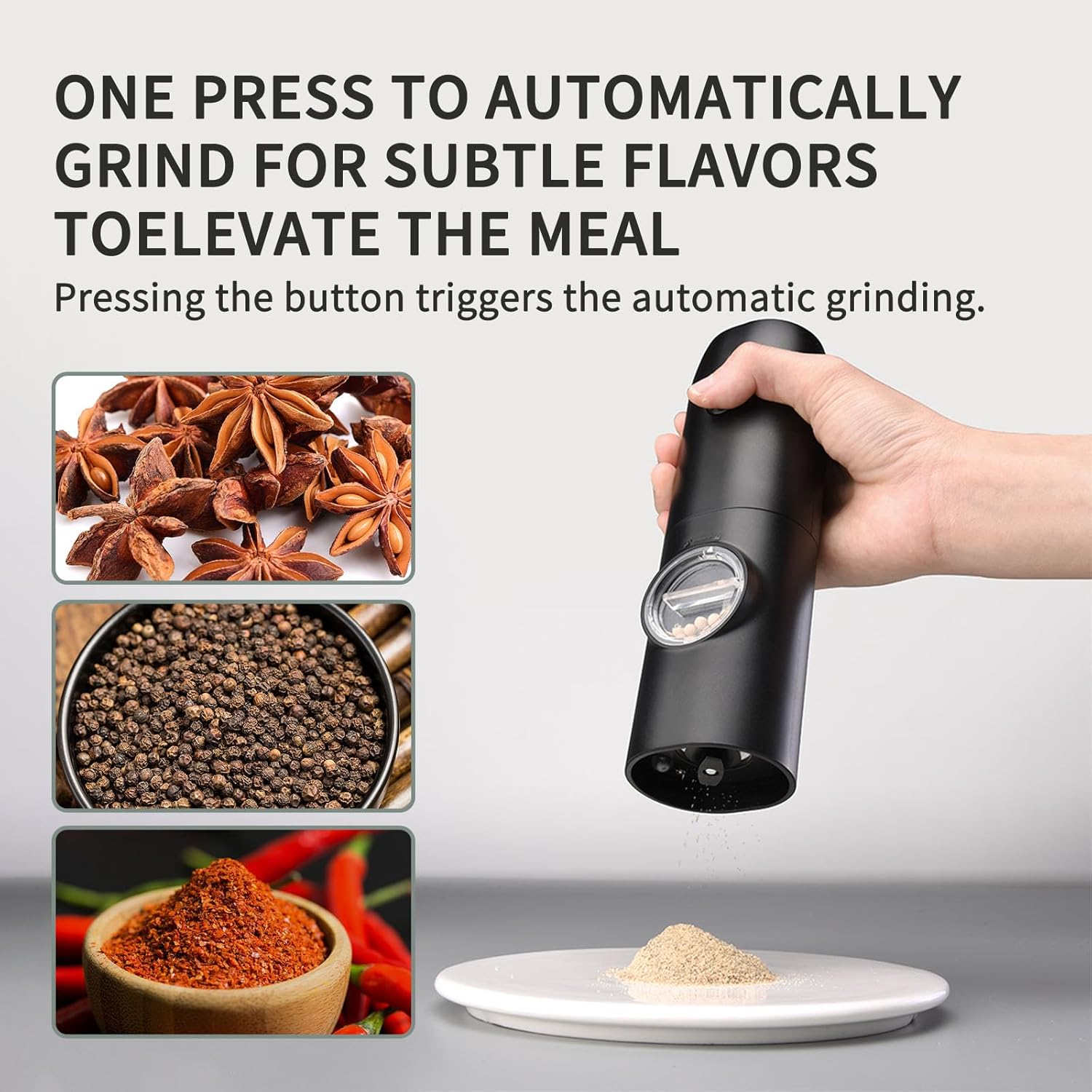 One-Touch Seasoning Masters: Electric Salt and Pepper Mill Set