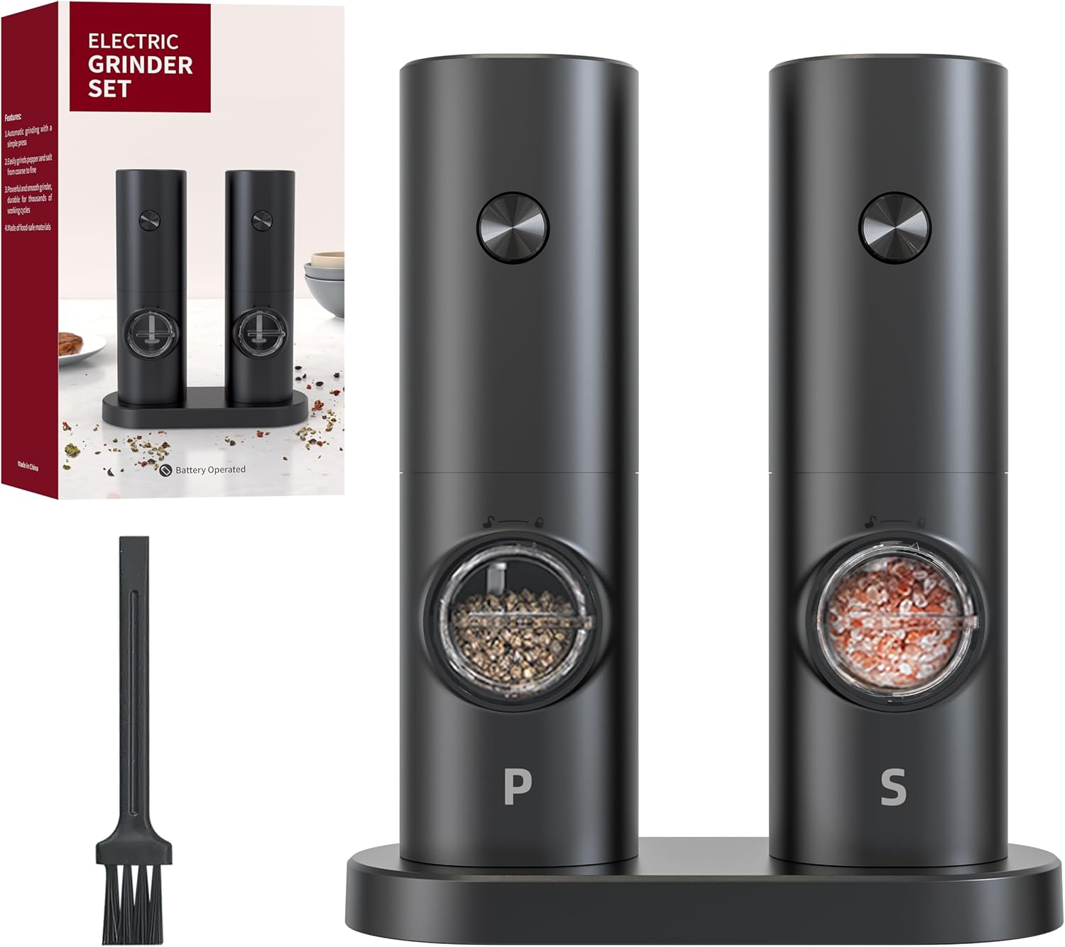 One-Touch Seasoning Masters: Electric Salt and Pepper Mill Set