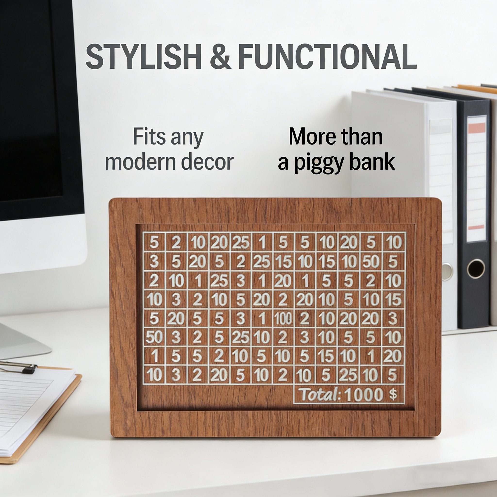 Cash Vault Wooden Savings Box – $10,000 Money Box with Coin Counter