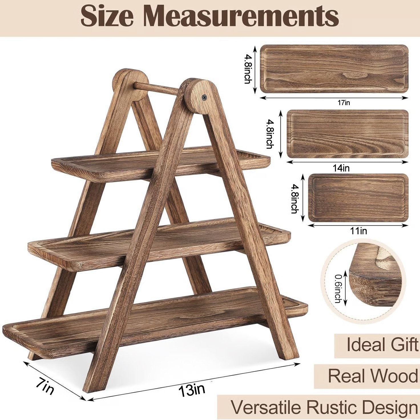🍰 3-Tier Wooden Serving Tray Set for Parties & Entertaining