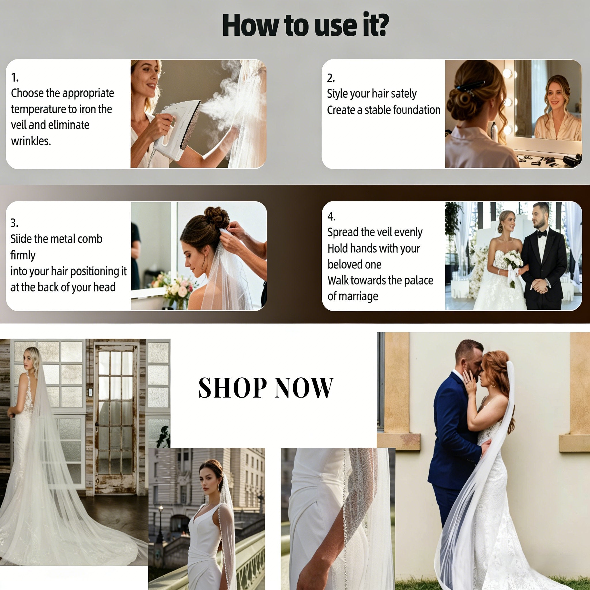 Wedding Veil for Women - Short Lace Bridal Veil for Weddings, Bachelorette Parties & Honeymoon 💍👰