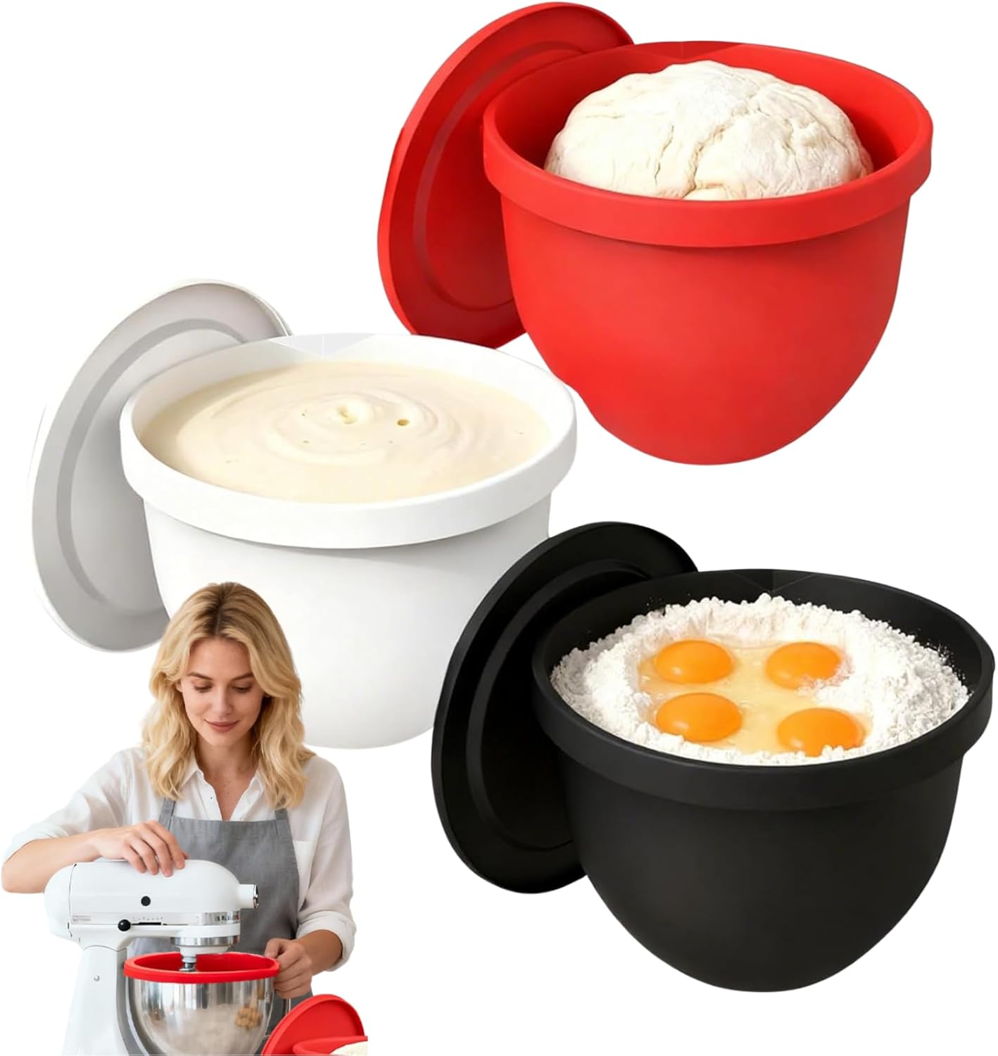 🍰 Tilt-Head Stand Mixer Silicone Bowl Liner Set (3-Pack)