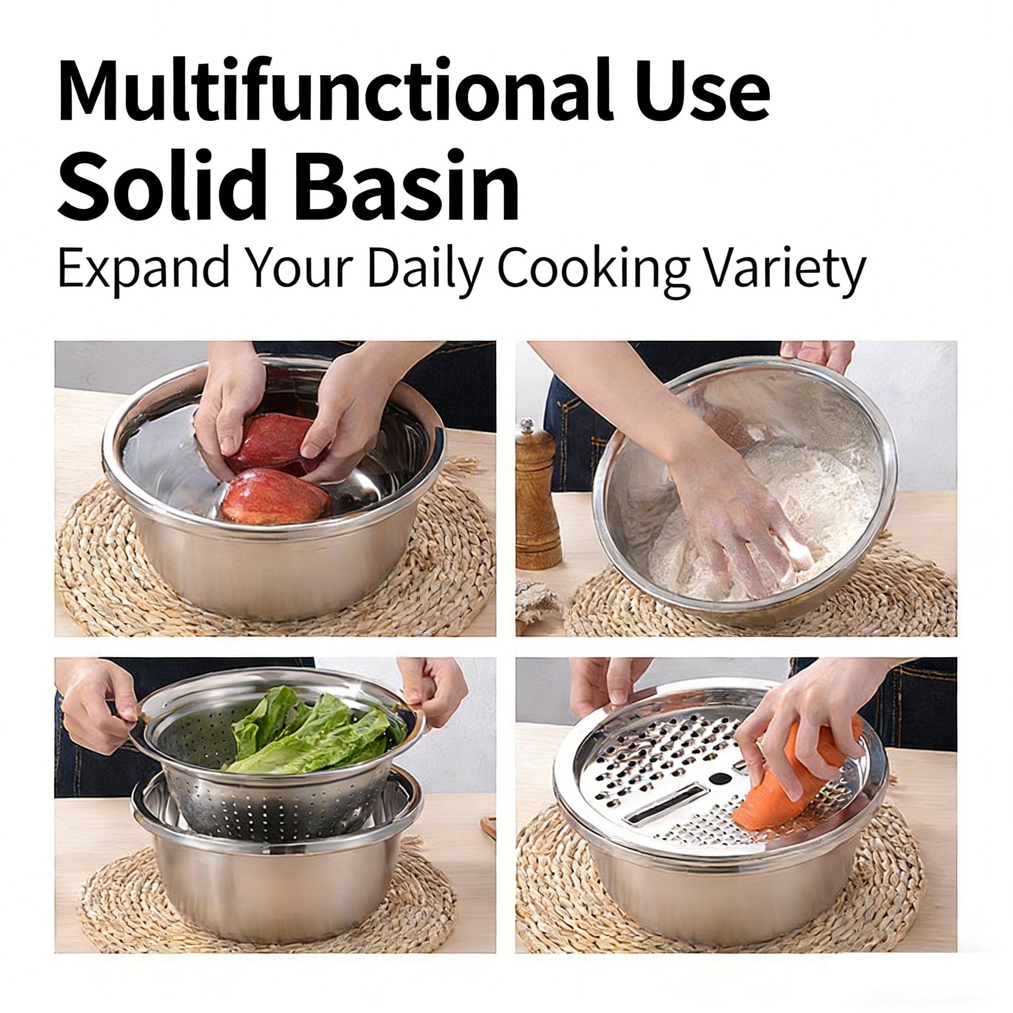 Stainless Steel Grater with Drain Basket🥕🥗