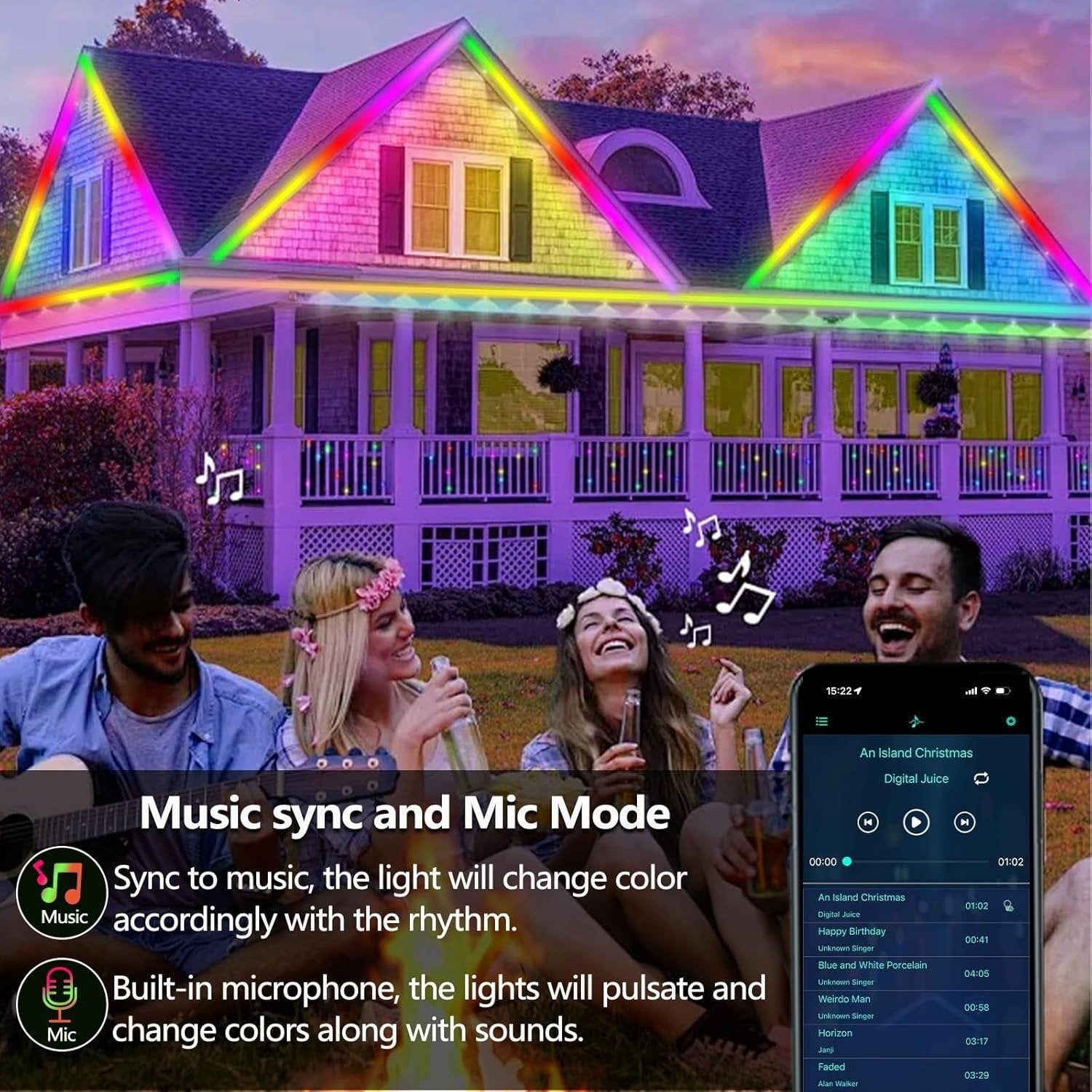 🌈9.8ft RGBICW Neon LED Strip Lights – Music Sync & App-Controlled Ambient Lighting