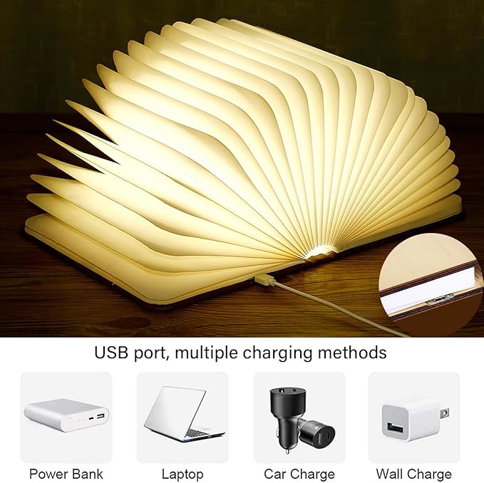 💡📚LOVUMMOR LED Foldable Wooden Book Lamp