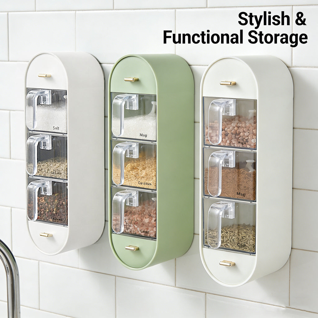 🧂Punch-free wall-mounted spice storage box