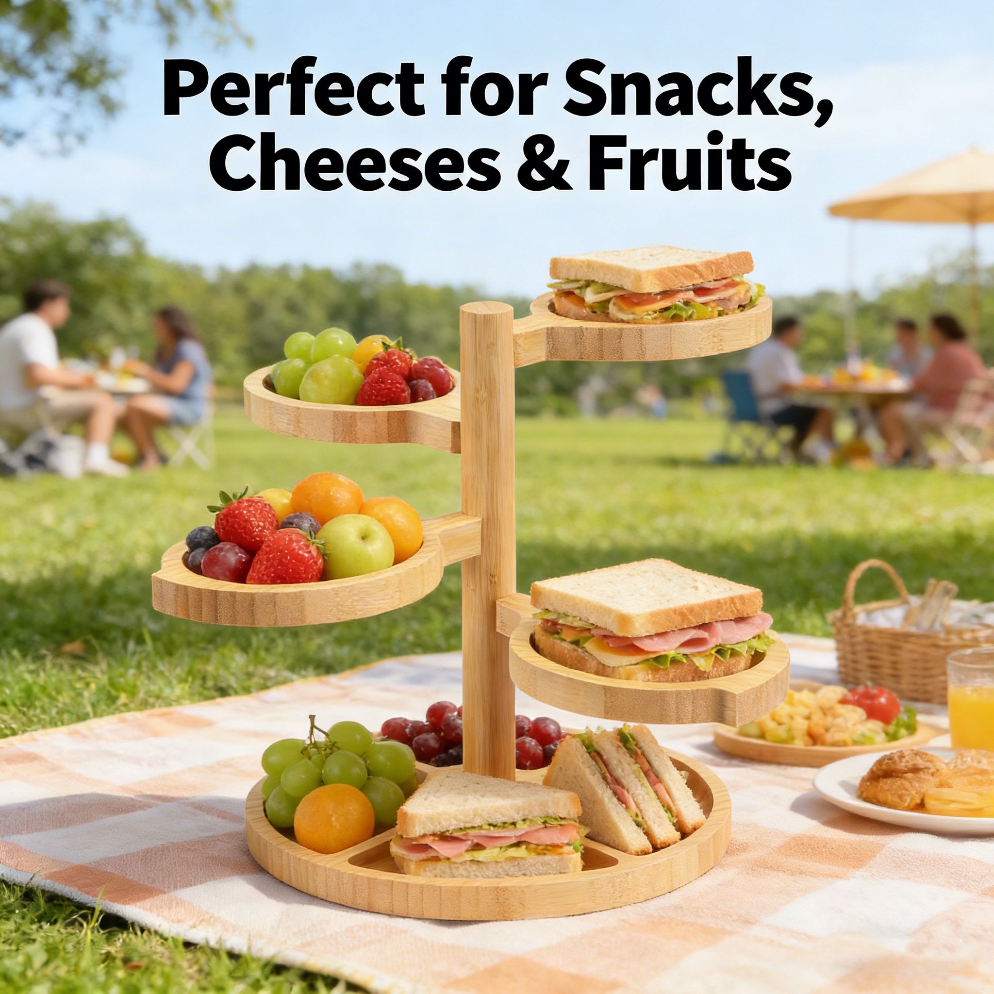 🌿 Bamboo Tiered Snack & Cheese Tray