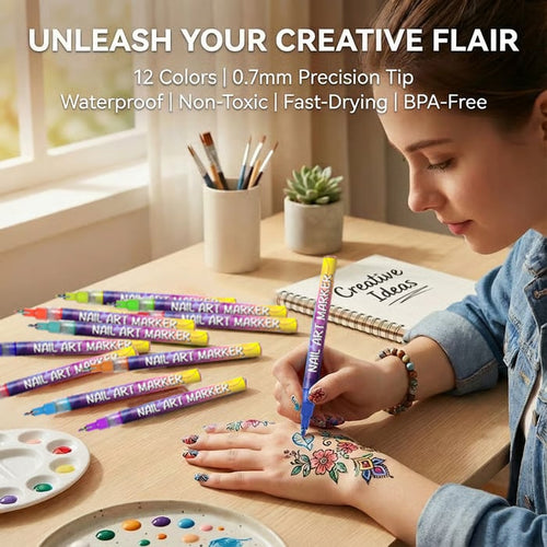 12-Color Nail Art Pen Set