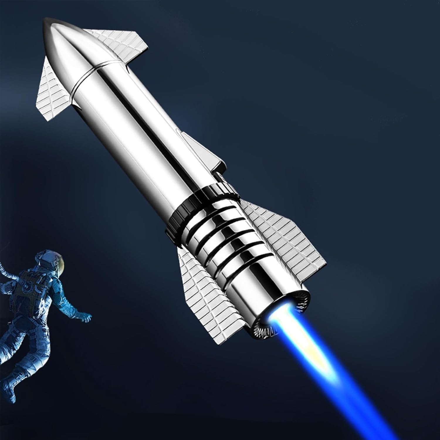 Galactic Blaze: Rocket-Themed Refillable Jet Flame Lighter