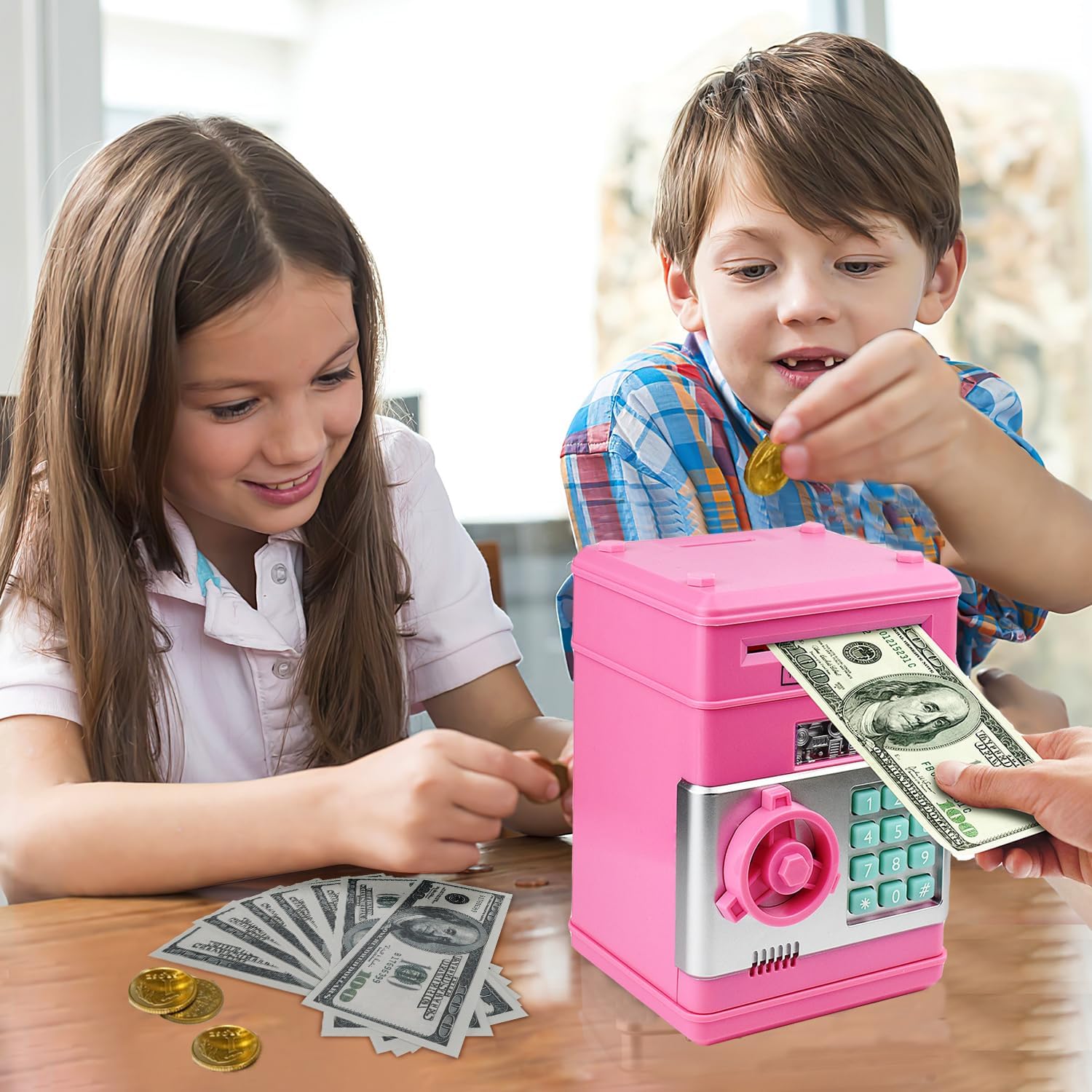 ATM Piggy Bank for Kids – Interactive Financial Learning Toy with Password & Bill Rolling Feature